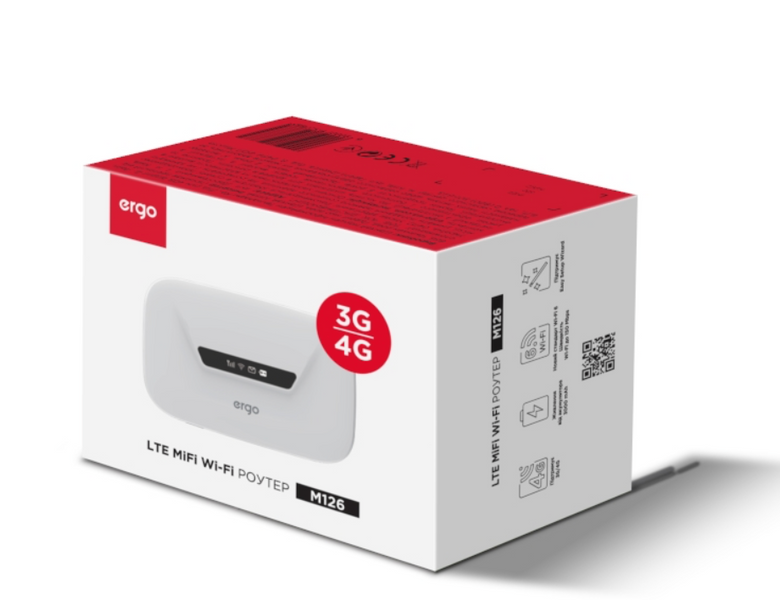 Мобільний Wi-Fi роутер&nbsp;Ergo, кишеньковий роутер, 4G роутер, LTE роутер, 3G роутер, WiFi роутер, мобільний інтернет M126 фото