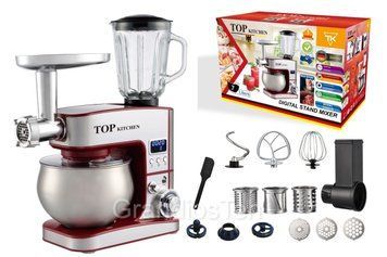 Кухонний комбайн 10 в 1 Top Kitchen, 4500 Вт, 6 л, блендер, червона м'ясорубка, кухонний міксер, настільний тістоміс TK225 фото