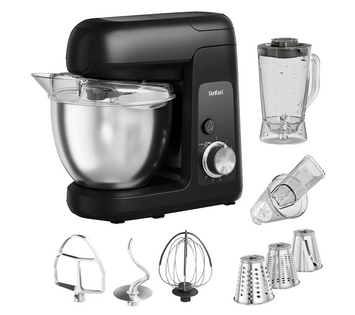 Універсальна кухонна машина Tefal, 1100 Вт, міксер з чашею 4.6 л, тістоміс, блендер 1.25 л, електром'ясорубки QB522838 фото