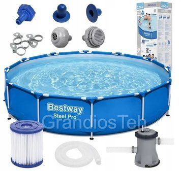 Вуличний басейн із каркасом Bestway 56681, басейн для компанії, басейн із насосом, компактний басейн 56681 фото
