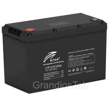 Акумуляторна батарея LiFePo4 LFP12.8V100AH G3 RITAR, 12.8 V, 100 Ah, потужний акумулятор,&nbsp;літій-залізо-фосфатна батарея LFP12.8V100AH фото