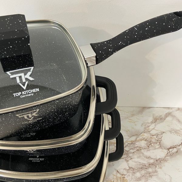Набір каструль Top Kitchen, 10 предметів, кухонний посуд з гранітним покриттям, універсальний посуд, квадратна сковорідка TK-00205 фото