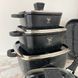 Набір каструль Top Kitchen, 10 предметів, кухонний посуд з гранітним покриттям, універсальний посуд, квадратна сковорідка TK-00205 фото 16