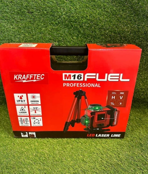 Зелений лазерний рівень Krafftec,&nbsp;лазерний нівелір професійний, рівень 360 градусів, лазерний будівельник площин BL-16  фото