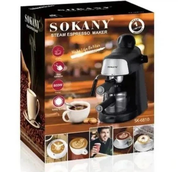 Компактна кавоварка&nbsp;SOKANY, кавоварка настільна, кавоварка потужна, кавоварка 800 вт, кавоварка універсальна SK-68100 фото