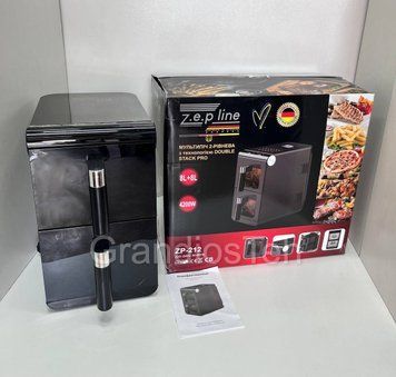 Аерогриль із двома чашами Zepline ZP-212, 4200 Вт, 16 л, аеро фритюрниця, кухонна мультипічка ZP-212 фото