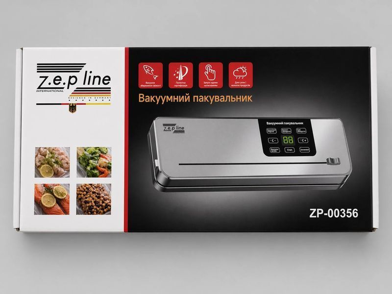 Пакувальник продуктів Zepline, 200 Вт, вакууматор з 20 пакетами, кухонний вакуумний пакувальник ZP-00356 фото