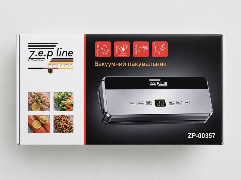 Кухонний пакувальник Zepline, 200 Вт, побутовий вакууматор, вакууматор з 20 пакетами, вакуумний пакувальник ZP-00357 фото