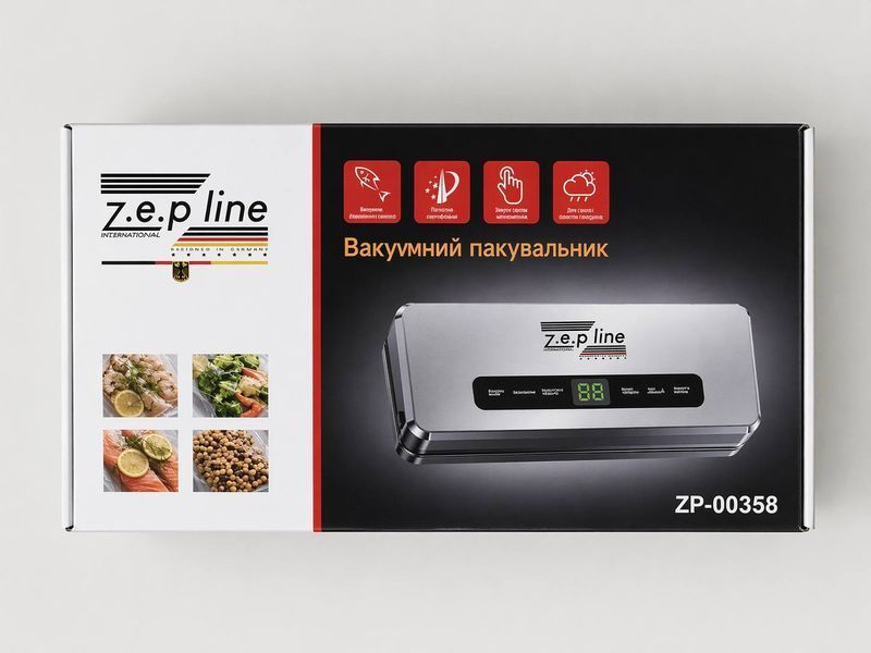Автоматичний вакуумний пакувальник Zepline, 200 Вт, професійний домашній пакувальник, зварювач пакетів з вакуумом ZP-00358 фото