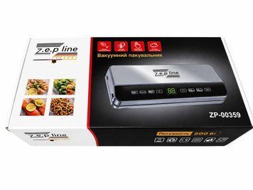 Кухонний вакууматор Zepline, 200 Вт, пакувальник продуктів, вакууматор зіплайн, апарат для су-вид ZP-00359 фото