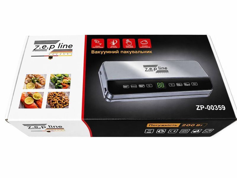 Кухонний вакууматор Zepline, 200 Вт, пакувальник продуктів, вакууматор зіплайн, апарат для су-вид ZP-00359 фото
