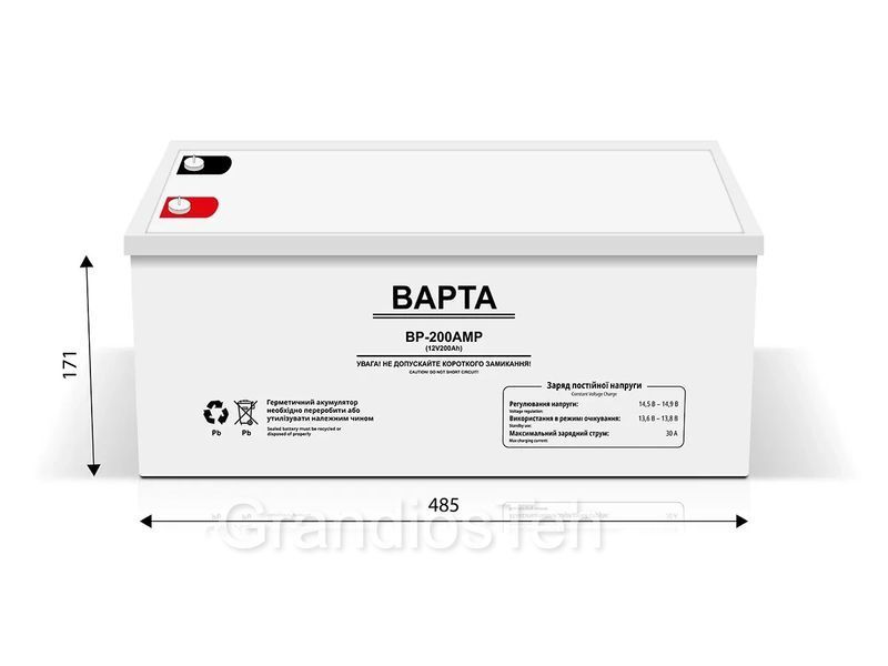 Акумулятор BAPTA 12 В 200 Аг,&nbsp;універсальний акумулятор, потужна акумуляторна батарея BP-200AMP фото