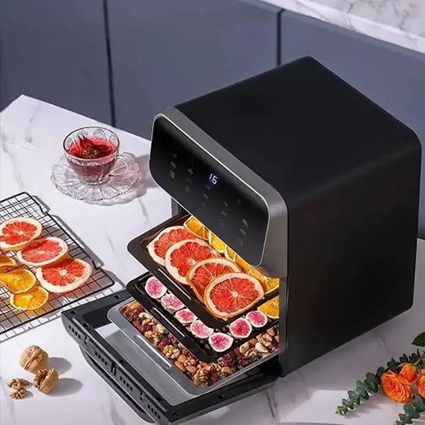 Чорний аерогриль Top Kitchen, 4200 Вт, 12 л, аерофритюрниця сімейна, цифрова піч, мультипіч електрична ТК00244B фото