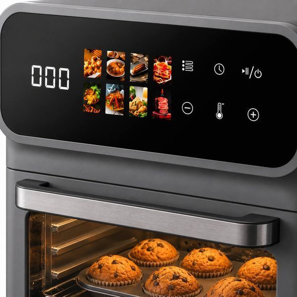 Аерофритюрниця Top Kitchen, 4200 Вт, 12 л, мультипіч автоматична, мультипіч електрична, аерогриль сірий ТК00244G фото