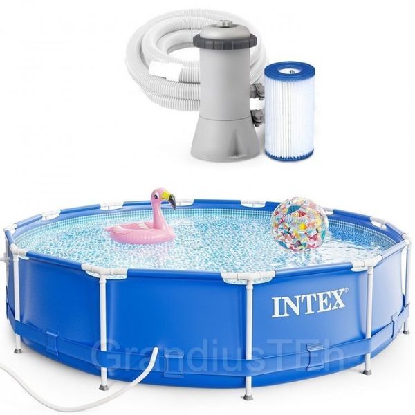 Каркасний басейн Intex 28212, 366 x 76 см, 2000 л/год, великий басейн, круглий вуличний басейн 28212 фото