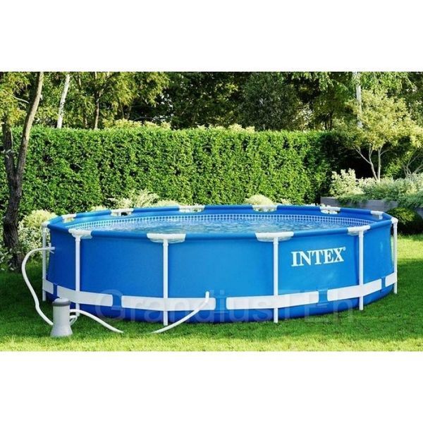 Каркасний басейн Intex 28212, 366 x 76 см, 2000 л/год, великий басейн, круглий вуличний басейн 28212 фото
