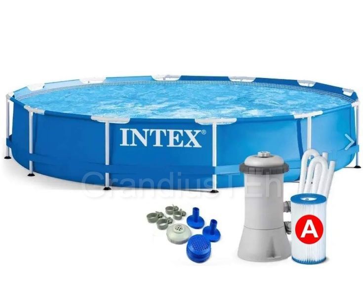 Каркасний басейн Intex 28212, 366 x 76 см, 2000 л/год, великий басейн, круглий вуличний басейн 28212 фото