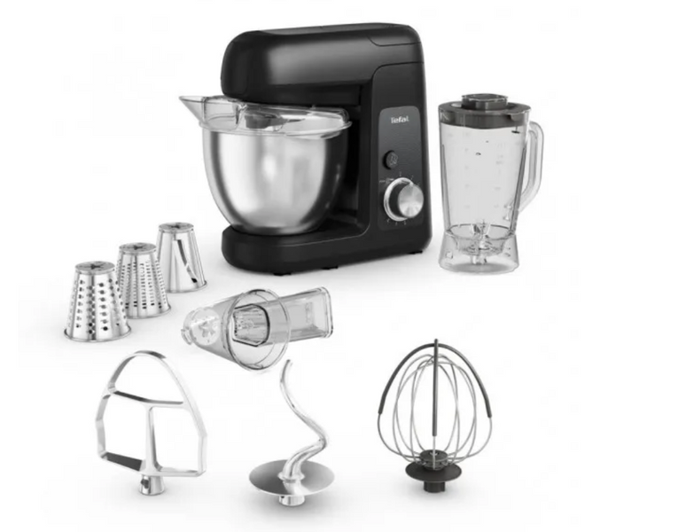 Кухонний комбайн Tefal Bake Partner, 4.6 л, міксер тістоміс, стаціонарний міксер, мʼясорубка, блендер 1.25 л QB5228380 фото