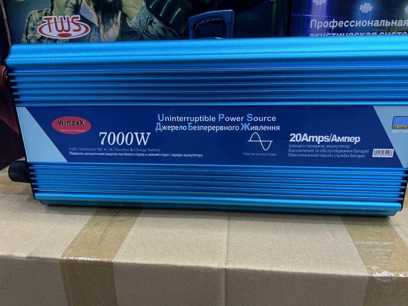 Інвертор для автомобіля&nbsp;Wimpex 7000W, 12V-220V, потужний інвертор, компактний інвертор, інвертор для заряджання WX-7100 фото