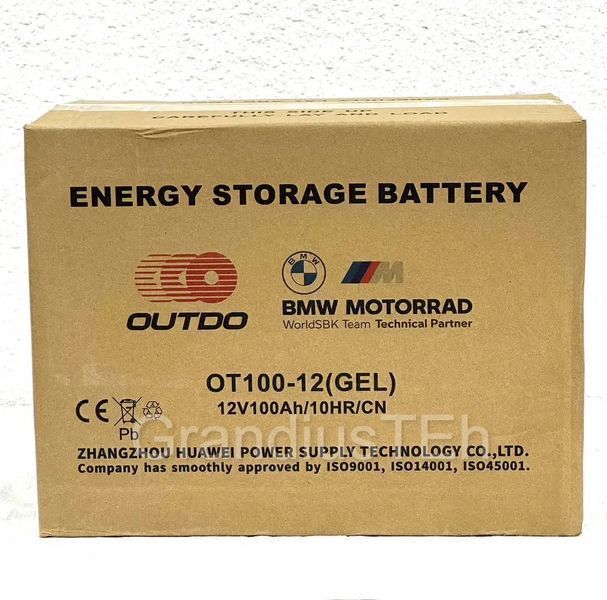 Гелевий акумулятор OUTDO&nbsp;12 V 100 AH 30 кг  тяговий акумулятор для дбж для квартири гелева батарея  OT100-12 фото