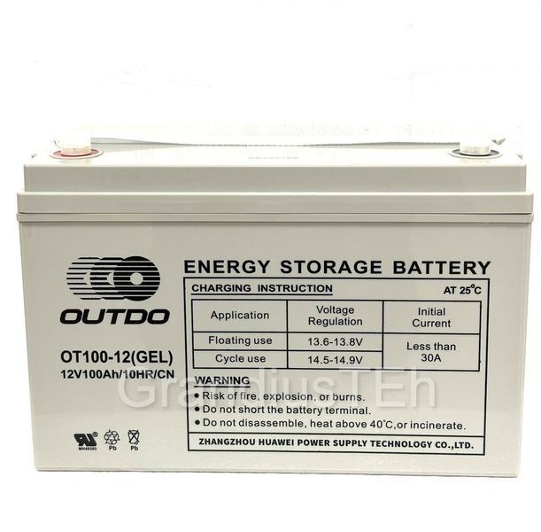 Гелевий акумулятор OUTDO&nbsp;12 V 100 AH 30 кг  тяговий акумулятор для дбж для квартири гелева батарея  OT100-12 фото