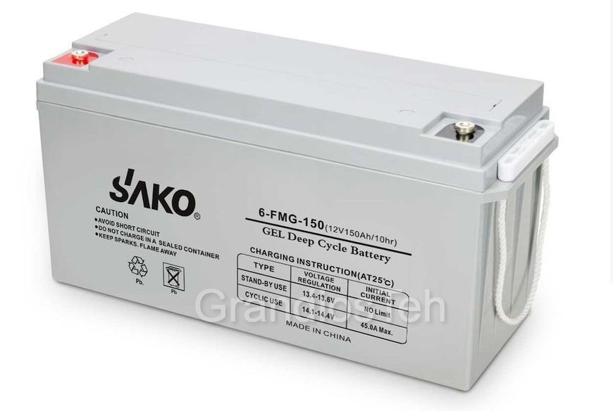 Тяговий гелевий акумулятор SAKO 12V 150Ah, акумулятор герметичний, ДБЖ, акумулятор для будинку SAKO12150 фото