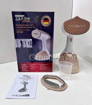 Вертикальний відпарювач зі знімним баком Zepline ZP-206, 3000 Вт, 500 мл, ручна парова праска, бежева ZP-206BE фото