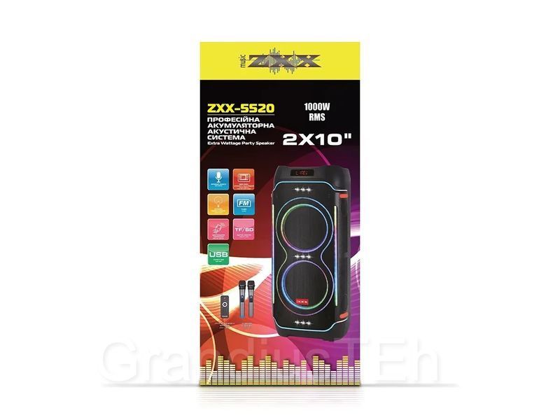 Bluetooth колонка ZXX-5520, 100 Вт, потужна портативна колонка, колонка з підсвіткою 5520 фото